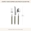 MACKENZIE-CHILDS Supper Club 3-Piece Place Setting, Fork, Spoon, and Knife Dinner Flatware Set, Black-and-White Courtly Check(Courtly Check)