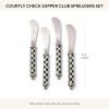 MACKENZIE-CHILDS Supper Club Spreader Set, Stainless-Steel Butter Spreaders, Charcuterie Accessories, Set of 4, Gray-and-White Sterling Check(Courtly Check)