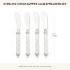 MACKENZIE-CHILDS Supper Club Spreader Set, Stainless-Steel Butter Spreaders, Charcuterie Accessories, Set of 4, Gray-and-White Sterling Check(Sterling Check)