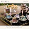 MACKENZIE-CHILDS Sweetheart Espresso Cup and Saucer Set, Cute Porcelain Espresso Cups and Saucers for Coffee, Set of 4