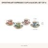 MACKENZIE-CHILDS Sweetheart Espresso Cup and Saucer Set, Cute Porcelain Espresso Cups and Saucers for Coffee, Set of 4