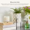 MACKENZIE-CHILDS Tabletop Ceramic Planter with Stand, Decorative Pot for Indoor Plants, Gray-and-White Sterling Check(Sterling Check)