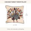 MACKENZIE-CHILDS Throw Pillow, Decorative Cotton Pillow for Thanksgiving, 20×20, Checked Turkey