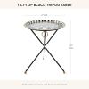 MACKENZIE-CHILDS Tilt-Top Black Tripod Table, Unique Folding Black-and-White Side Table