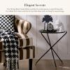 MACKENZIE-CHILDS Tilt-Top Black Tripod Table, Unique Folding Black-and-White Side Table