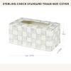 MACKENZIE-CHILDS Tissue-Box Cover, Tissue Holder for Home Decor, Gray-and-White Sterling Check, Rectangle(Sterling Check)