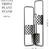 MACKENZIE-CHILDS Triple Plant Stand, Decorative Tiered Plant Stand for Indoor Plants, Black-and-White Courtly Check