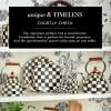 MACKENZIE-CHILDS Triple Plant Stand, Decorative Tiered Plant Stand for Indoor Plants, Black-and-White Courtly Check