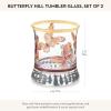 MACKENZIE-CHILDS Tumbler Glasses, Elegant Drinkware, Glasses with Gold Rim, 8 Ounces, Set of 2, Butterfly Hill