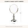 MACKENZIE-CHILDS Vanity Mirror, Double-Sided Makeup Mirror with 5X Magnification on One Side, Black-and-White Courtly Check