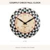 MACKENZIE-CHILDS Wall Clock, Decorative Clock for Kitchen and Living Room, Blue-and-White Royal Check(Courtly Check)