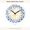 MACKENZIE-CHILDS Wall Clock, Decorative Clock for Kitchen and Living Room, Blue-and-White Royal Check(Royal Check)