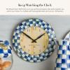 MACKENZIE-CHILDS Wall Clock, Decorative Clock for Kitchen and Living Room, Blue-and-White Royal Check(Royal Check)