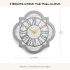 MACKENZIE-CHILDS Wall Clock, Decorative Enamel Clock for Kitchen and Living Room, Gray-and-White Sterling Check