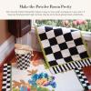 MACKENZIE-CHILDS Waste Bin, Decorative Bedroom Trash Can or Bathroom Trash Can, Blue-and-White Royal Check(Courtly Check)
