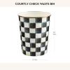 MACKENZIE-CHILDS Waste Bin, Decorative Bedroom Trash Can or Bathroom Trash Can, Blue-and-White Royal Check(Courtly Check)