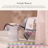 MACKENZIE-CHILDS Waste Bin, Decorative Bedroom Trash Can or Bathroom Trash Can, Blue-and-White Royal Check(Rosy Check)