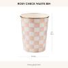 MACKENZIE-CHILDS Waste Bin, Decorative Bedroom Trash Can or Bathroom Trash Can, Blue-and-White Royal Check(Rosy Check)