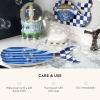 MACKENZIE-CHILDS Waste Bin, Decorative Bedroom Trash Can or Bathroom Trash Can, Blue-and-White Royal Check(Royal Check)
