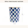 MACKENZIE-CHILDS Waste Bin, Decorative Bedroom Trash Can or Bathroom Trash Can, Blue-and-White Royal Check(Royal Check)