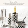 MACKENZIE-CHILDS Wine Bottle Cooler, Champagne and Wine Ice Bucket, Gray-and-White Sterling Check(Courtly Check)