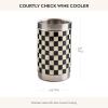 MACKENZIE-CHILDS Wine Bottle Cooler, Champagne and Wine Ice Bucket, Gray-and-White Sterling Check(Courtly Check)