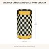 MACKENZIE-CHILDS Wine Bottle Cooler, Champagne and Wine Ice Bucket, Gray-and-White Sterling Check(Courtly Check With Gold)