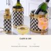 MACKENZIE-CHILDS Wine Bottle Cooler, Champagne and Wine Ice Bucket, Gray-and-White Sterling Check(Courtly Check With Gold)