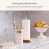 MACKENZIE-CHILDS Wood Paper Towel Holder, Decorative Paper Towel Holder for Kitchen, Blue-and-White Royal Check(Rosy Check)
