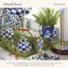 MACKENZIE-CHILDS Wood Paper Towel Holder, Decorative Paper Towel Holder for Kitchen, Blue-and-White Royal Check(Royal Check)