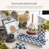 MACKENZIE-CHILDS Wood Paper Towel Holder, Decorative Paper Towel Holder for Kitchen, Blue-and-White Royal Check(Royal Check)