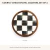 MacKenzie-Childs Courtly Check Round Enamel Coasters, Table Coasters for Drinks, Set of 4(Courtly Check)