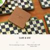 MacKenzie-Childs Square Cork-Back Coaster Set, Table Coasters for Drinks, Set of 4, Blue-and-White Royal Check(Courtly Check)