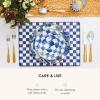 MacKenzie-Childs Square Cork-Back Coaster Set, Table Coasters for Drinks, Set of 4, Blue-and-White Royal Check(Royal Check)