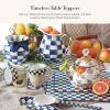 MacKenzie-Childs Square Cork-Back Coaster Set, Table Coasters for Drinks, Set of 4, Blue-and-White Royal Check(Royal Check)