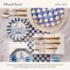 MacKenzie-Childs Square Cork-Back Coaster Set, Table Coasters for Drinks, Set of 4, Blue-and-White Royal Check(Royal Check)