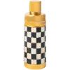 MACKENZIE-CHILDS 3260 20-Ounce Cocktail Shaker, Stainless-Steel Shaker Cup with Lid, Black-and-White Courtly Check(Courtly Check Gold)
