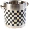 MACKENZIE-CHILDS 3260 Ice Bucket, Decorative Stainless-Steel Bucket and Ice-Cube Bin, Black-and-White Courtly Check(Courtly Check)
