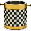 MACKENZIE-CHILDS 3260 Ice Bucket, Decorative Stainless-Steel Bucket and Ice-Cube Bin, Black-and-White Courtly Check(Courtly Check Gold)