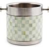 MACKENZIE-CHILDS 3260 Ice Bucket, Decorative Stainless-Steel Bucket and Ice-Cube Bin, Black-and-White Courtly Check(Sterling Check)