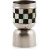 MACKENZIE-CHILDS 3260 Jigger, Metal Bar Tool, 1-Ounce and 1.5-Ounce Capacity, Black-and-White Courtly Check(Courtly Check)