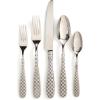 MACKENZIE-CHILDS 5-Piece Flatware Set, Cute Silverware Set with Salad Fork, Dinner Fork, Knife, Spoon, and Teaspoon, Gold Check(Check)