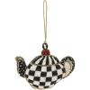 MACKENZIE-CHILDS Beaded Ornament, Christmas Tree Ornament, Courtly Check Teapot