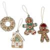 MACKENZIE-CHILDS Beaded Ornament, Christmas Tree Ornament, Set of 4, Gingerbread