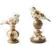 MACKENZIE-CHILDS Bird Topiaries, Decorative Bird Decor for Living Room or Bedroom Table Decor, Set of 2, Wildflowers(Brown Wild Rose)