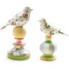 MACKENZIE-CHILDS Bird Topiaries, Decorative Bird Decor for Living Room or Bedroom Table Decor, Set of 2, Wildflowers(Wildflowers)