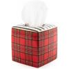 MACKENZIE-CHILDS Boutique Square Tissue-Box Cover, Tissue Holder for Home Decor, Red Tartan(Red Tartan)