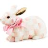 MACKENZIE-CHILDS Bunny Figurine, Rabbit Figurine Decoration for Spring, Resting Royal Check(Rosy Check)