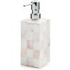 MACKENZIE-CHILDS Capiz Soap Pump, Liquid-Soap Dispenser for Bathroom or Kitchen, Pink-and-White Rosy Check(Rosy Check)