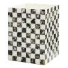 MACKENZIE-CHILDS Capiz Waste Bin, Decorative Bathroom and Bedroom Trash Can, Pink-and-White Rosy Check(Courtly Check)